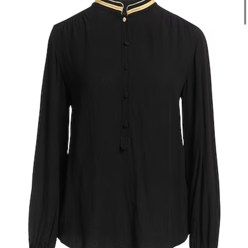 Zadig and Voltaire Black and Gold Trim Neck Women’s Blouse size medium